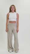 WIDE SMOCKED BOARDWALK PANT - SAND PIPER