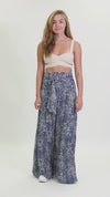 TIE WAIST TIERED WIDE LEG PANT - NAVY