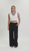 TROUSER WIDE LEG W/ CARGO POCKETS - BLACK