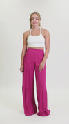 TIE WAIST TIERED WIDE LEG PANT - POMEGRANATE