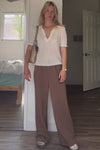 Aubrey Pleated Wide Leg Trousers - Wrinkle Resistant Light Brown