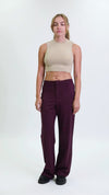 SUPER HIGH RISE WIDE LEG TROUSER - PLUM