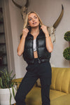Luxe Vegan Leather Puffer Vest - Black