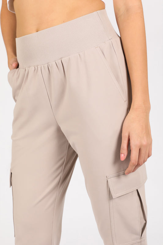 The Ribbed Waist Cargo Jogger - Taupe