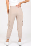 The Ribbed Waist Cargo Jogger - Taupe