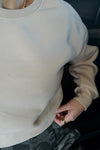Everyday Cropped Crew Neck Sweatshirt - Sand