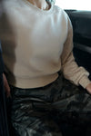 Everyday Cropped Crew Neck Sweatshirt - Sand