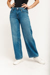 Low Rise Loose Straight Jeans - Medium Blue