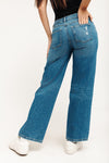 Low Rise Loose Straight Jeans - Medium Blue
