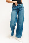 Low Rise Loose Straight Jeans - Medium Blue