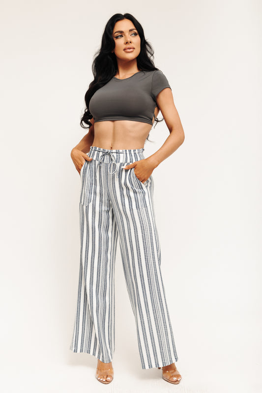 Pull On Pant - Navy/White