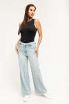Super High Rise Seamed Wide Leg Jeans - Light Medium Indigo