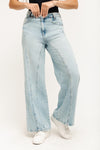 Super High Rise Seamed Wide Leg Jeans - Light Medium Indigo