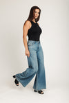 Low Pro Palazzo Jeans - Medium Dark Blue