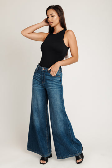 Low Pro Palazzo Jeans - Vintage Dark Blue