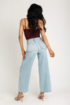Super High Rise Seamed Wide Leg Jeans - Light Medium Indigo