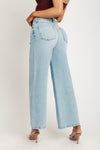 Super High Rise Seamed Wide Leg Jeans - Light Medium Indigo