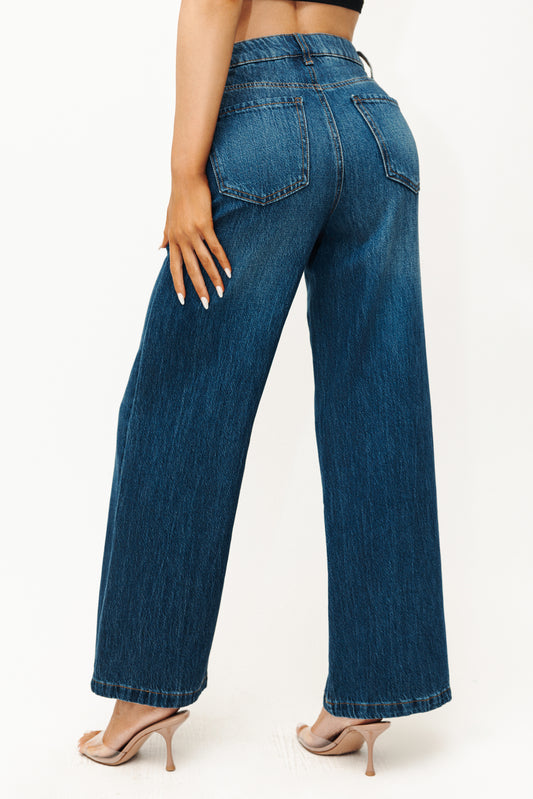 Super High Rise Seamed Wide Leg Jeans - Vintage Indigo