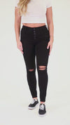 Stevie High Rise Skinny Button Fly Jeans - Black