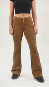 High Rise Fit and Flare Button Fly Pant - Chestnut