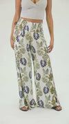 Smocked Wrap Wide Leg - Palm Sea Grass