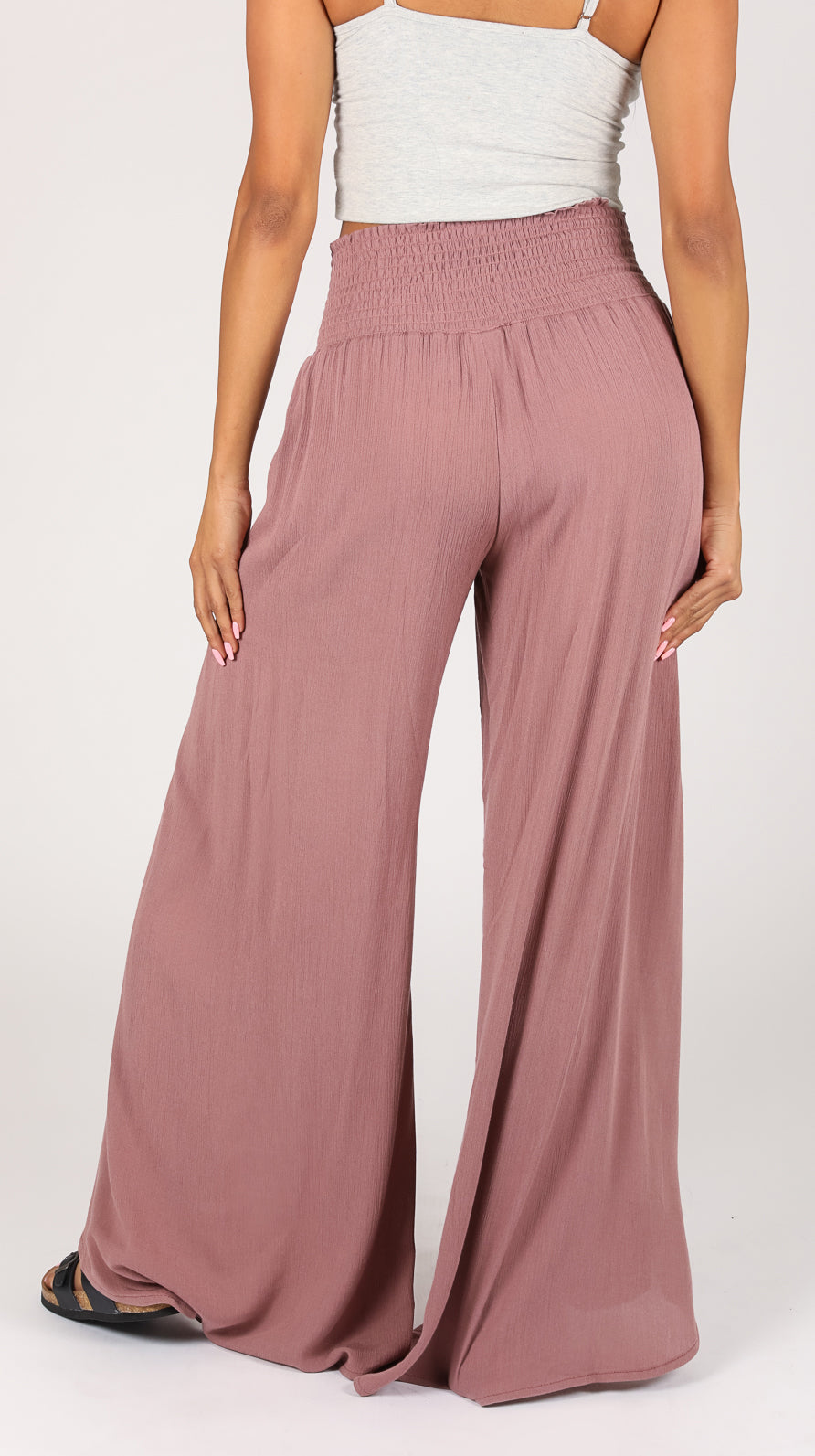 Smocked Wrap Wide Leg