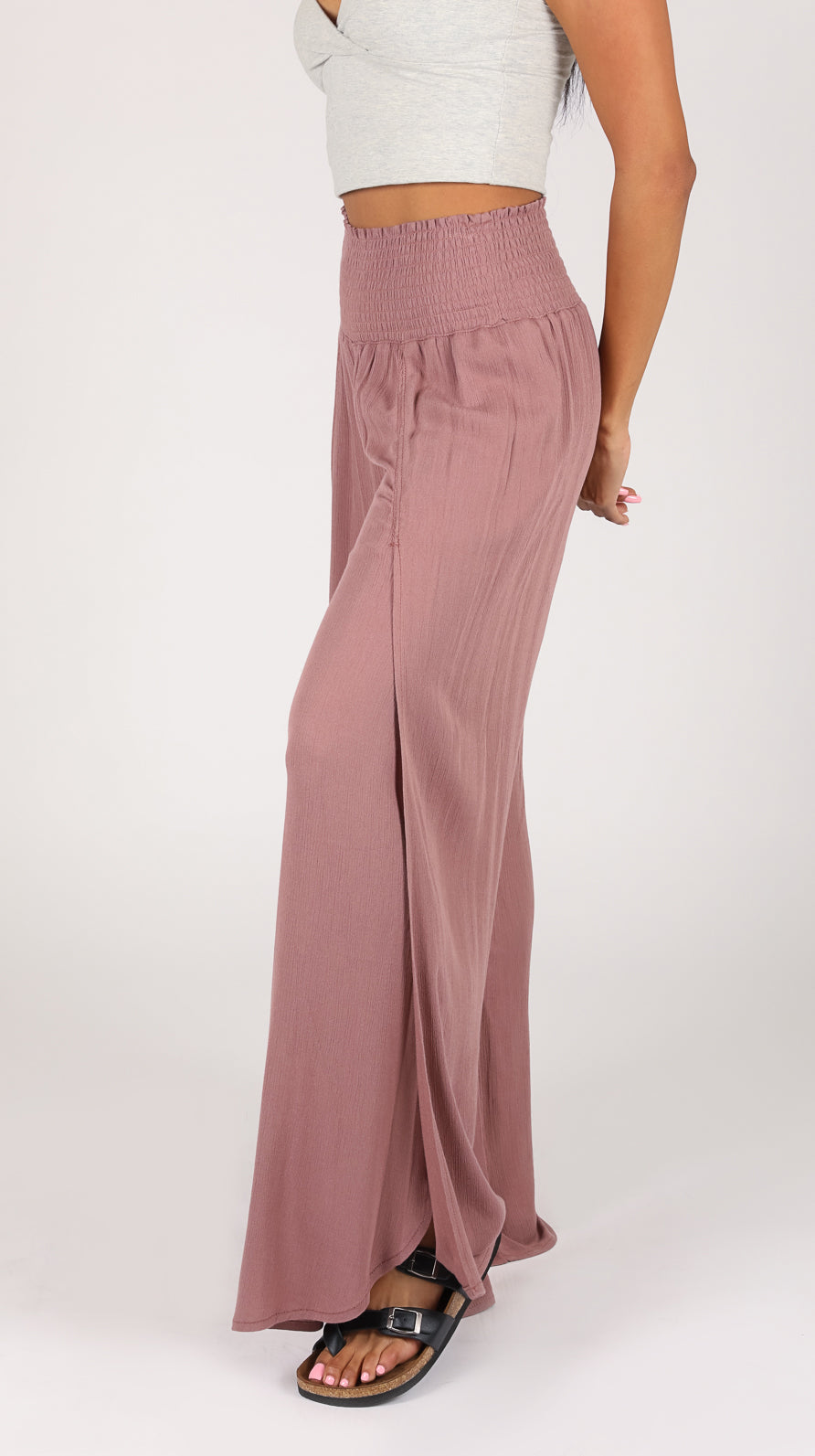 Smocked Wrap Wide Leg