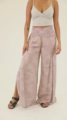 Smocked Wrap Wide Leg