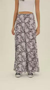 Smocked Wrap Wide Leg - Black Floral