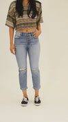 High Rise Jersey Crop Pant W/ Button Fly